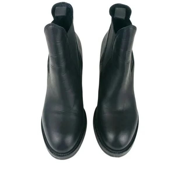 ACNE STUDIOS Star Black Leather Chelsea Ankle Heel Bootie Boots Size 41 - Picture 3 of 12